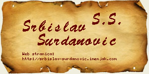 Srbislav Surdanović vizit kartica
